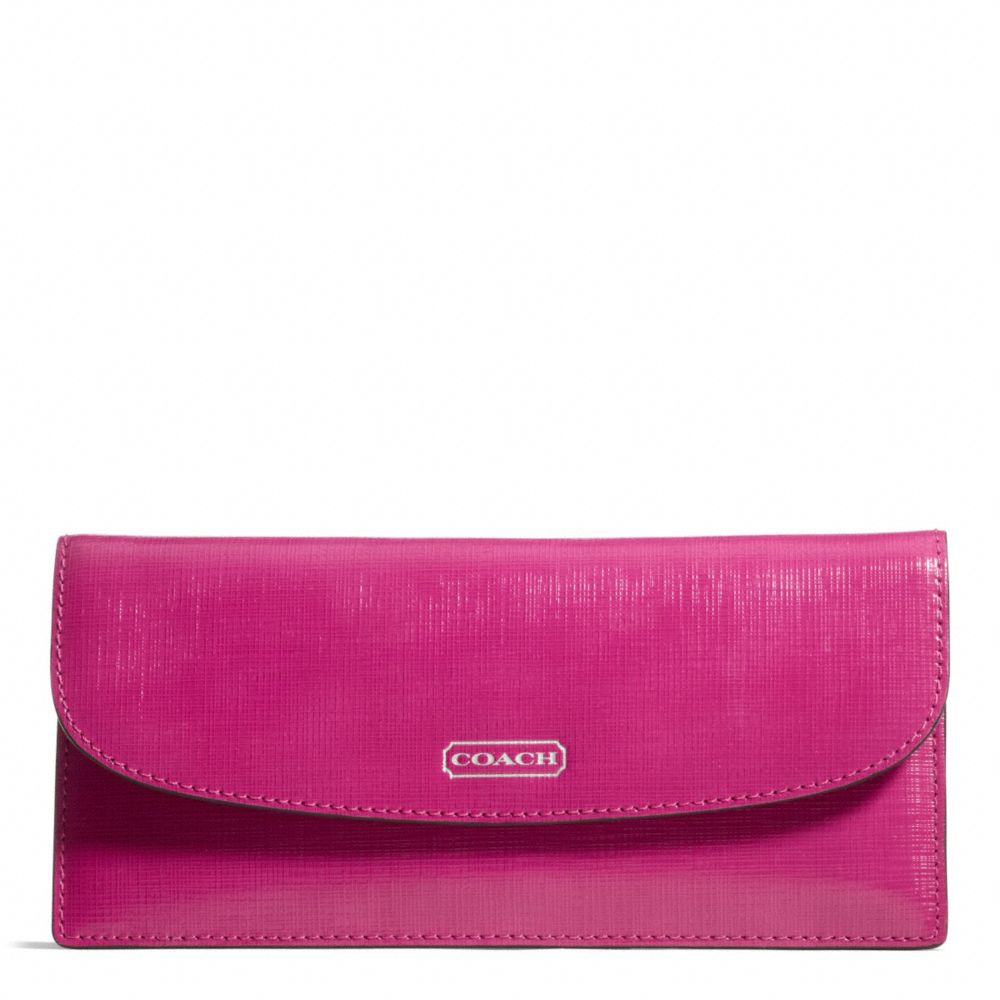 DARCY PATENT LEATHER SOFT WALLET - COACH f49876 - SILVER/BRIGHT MAGENTA