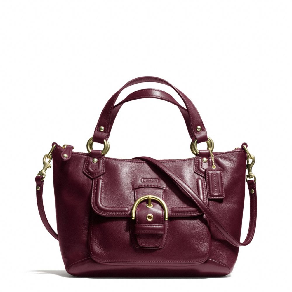 COACH CAMPBELL LEATHER MINI TOTE CROSSBODY - BRASS/BORDEAUX - F49882