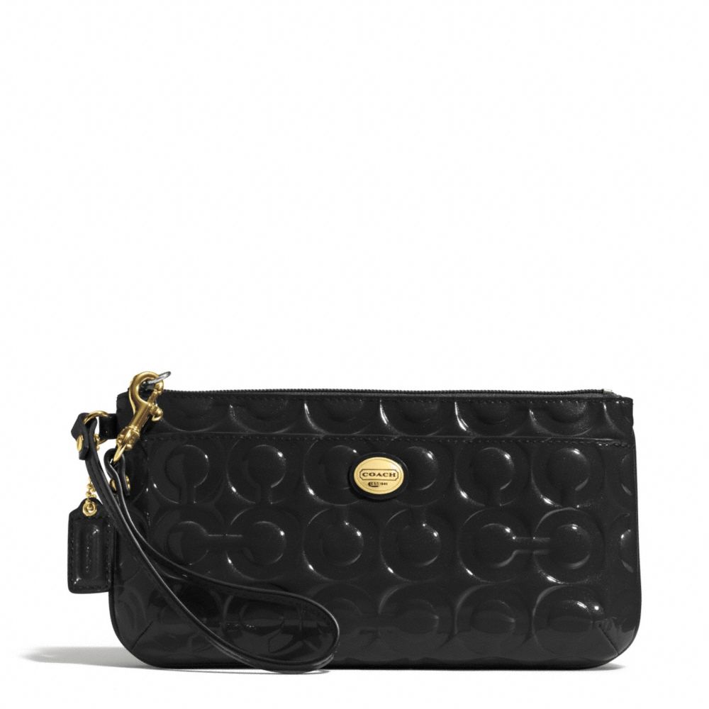 PEYTON OP ART EMBOSSED PATENT GO-GO WRISTLET - COACH f49883 - BRASS/BLACK