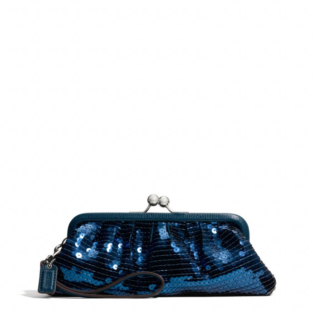 COACH OCCASION SEQUIN FRAMED BAG - SILVER/TEAL - F49900