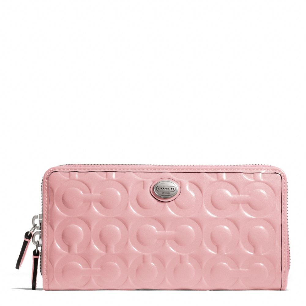 PEYTON OP ART EMBOSSED PATENT ACCORDION ZIP - COACH f49962 - SILVER/PINK TULLE