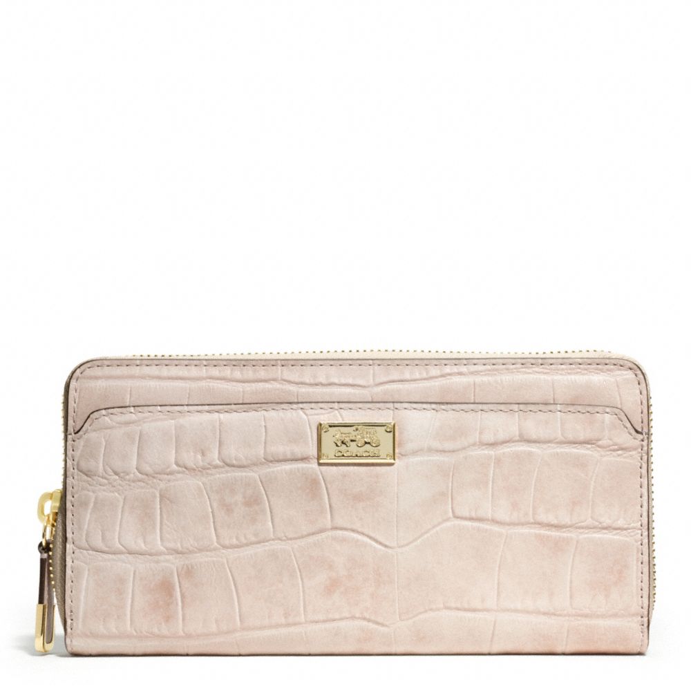 MADISON EMBOSSED CROC ACCORDION ZIP WALLET - COACH f49976 - LIGHT GOLD/BLUSH