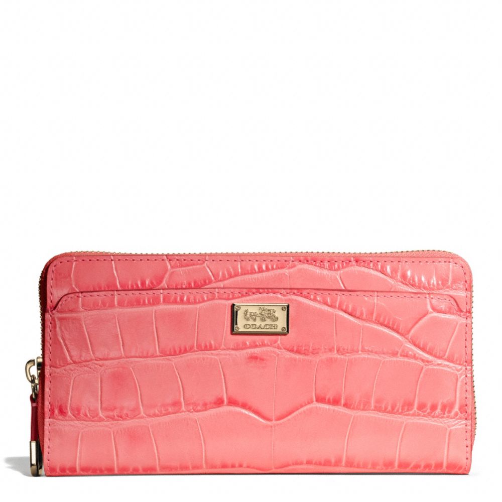 MADISON EMBOSSED CROC ACCORDION ZIP WALLET - COACH f49976 - LIGHT GOLD/SALMON