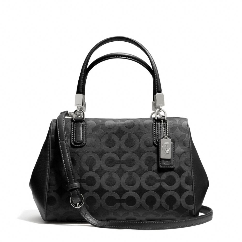 COACH MADISON OP ART SATEEN MINI SATCHEL - SILVER/BLACK/BLACK - F49977