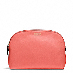 COACH DARCY LEATHER COSMETIC CASE - BRASS/CORAL - F50060