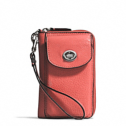COACH CAMPBELL LEATHER UNIVERSAL ZIP WALLET - SILVER/TEAROSE - F50070