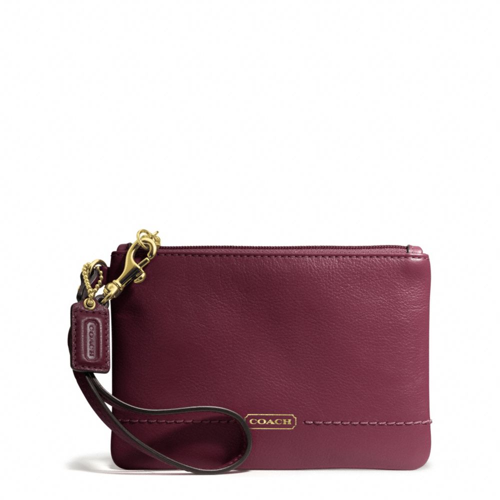 CAMPBELL LEATHER SMALL WRISTLET - COACH f50078 - BRASS/BORDEAUX