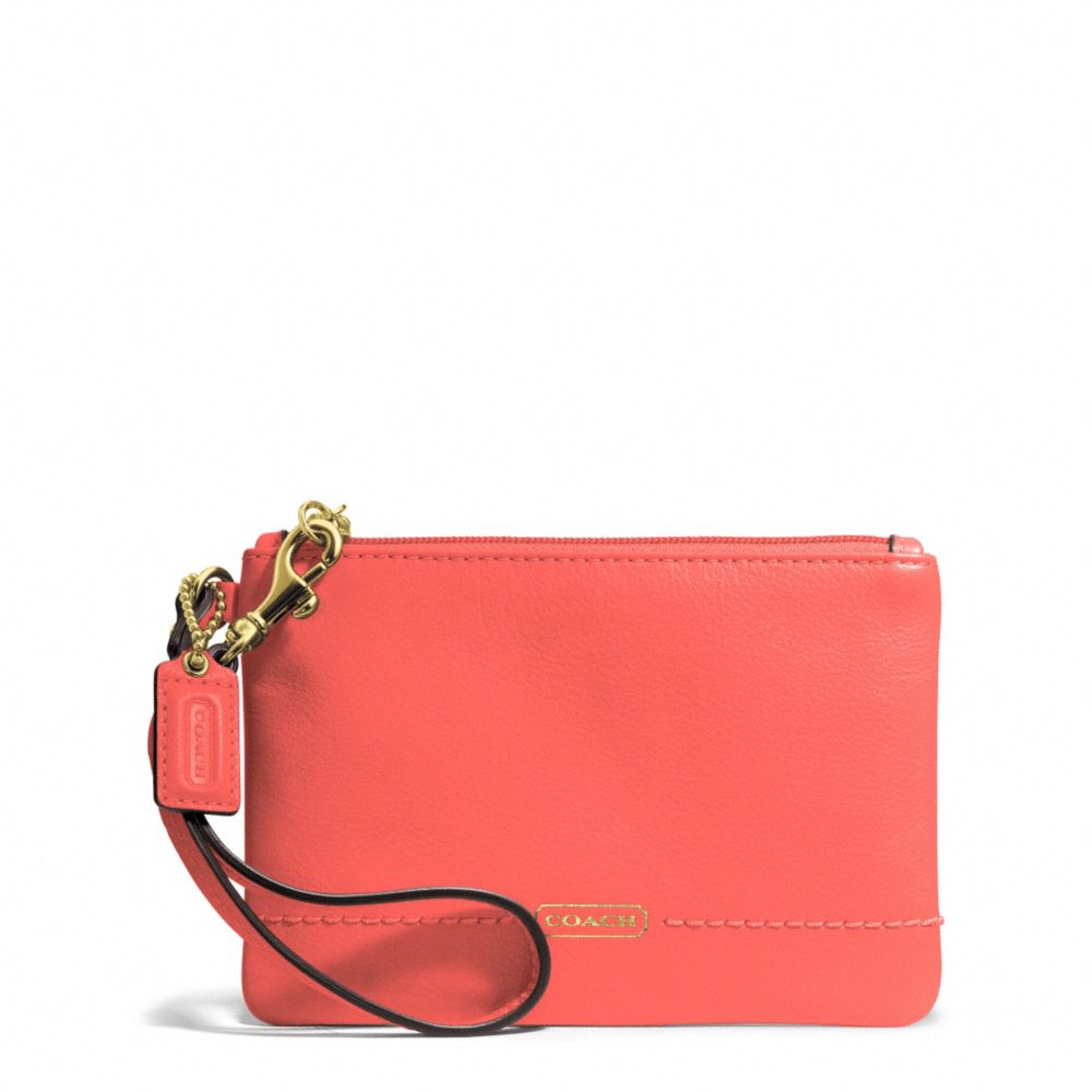 CAMPBELL LEATHER SMALL WRISTLET - COACH f50078 - BRASS/HOT ORANGE