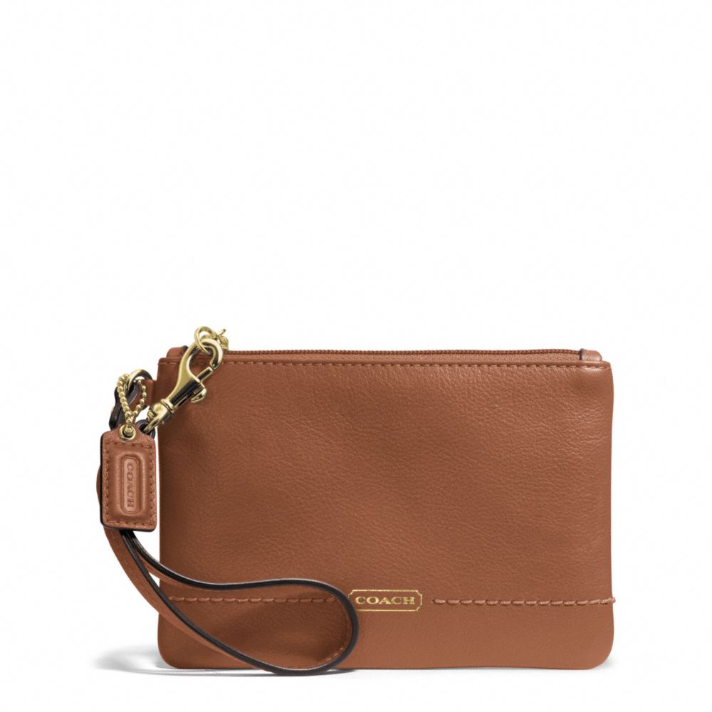 CAMPBELL LEATHER SMALL WRISTLET - COACH f50078 - BRASS/SADDLE