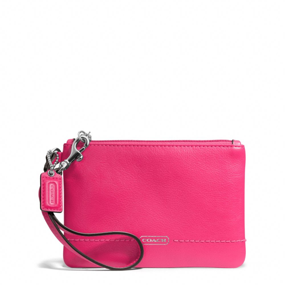CAMPBELL LEATHER SMALL WRISTLET - COACH f50078 - SILVER/POMEGRANATE