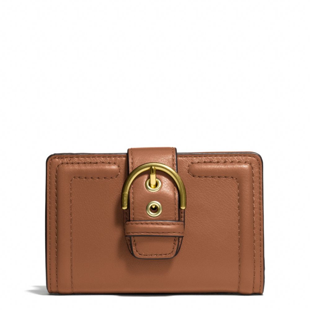 CAMPBELL LEATHER BUCKLE MEDIUM WALLET - COACH f50090 - BRASS/SADDLE