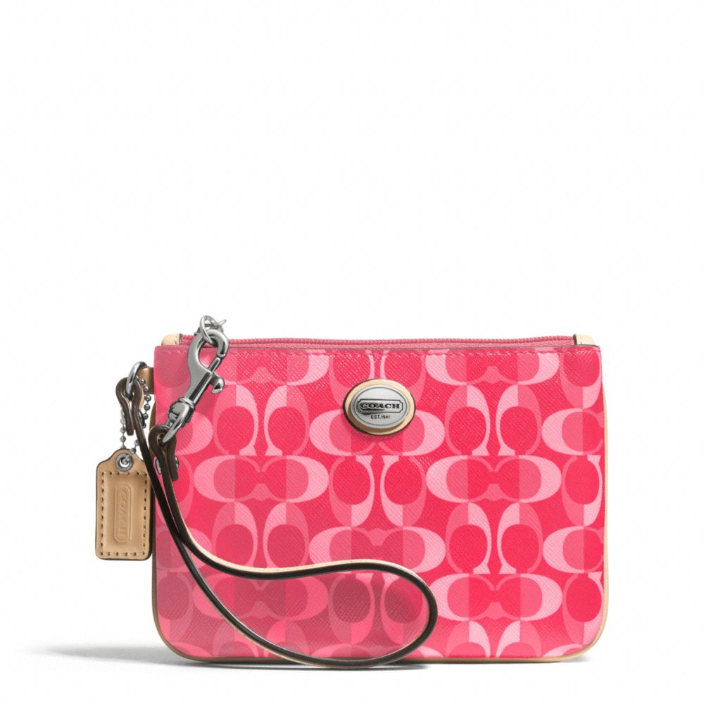 PEYTON DREAM C SMALL WRISTLET - COACH f50108 - SILVER/BRIGHT CORAL/TAN