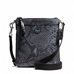 SIGNATURE STRIPE EMBOSSED EXOTIC SWINGPACK - COACH f50116 - SILVER/BLACK