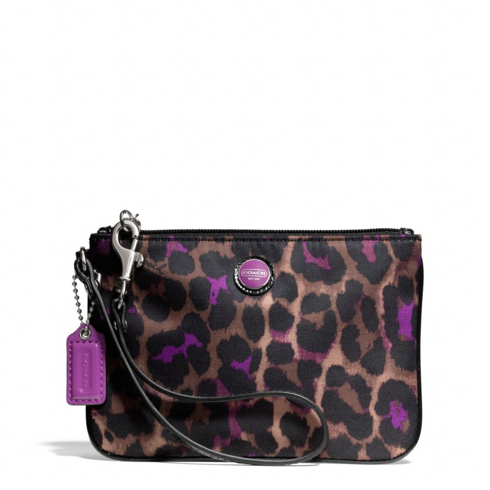 SIGNATURE STRIPE OCELOT PRINT SMALL WRISTLET - COACH f50131 - SILVER/VIOLET MULTI