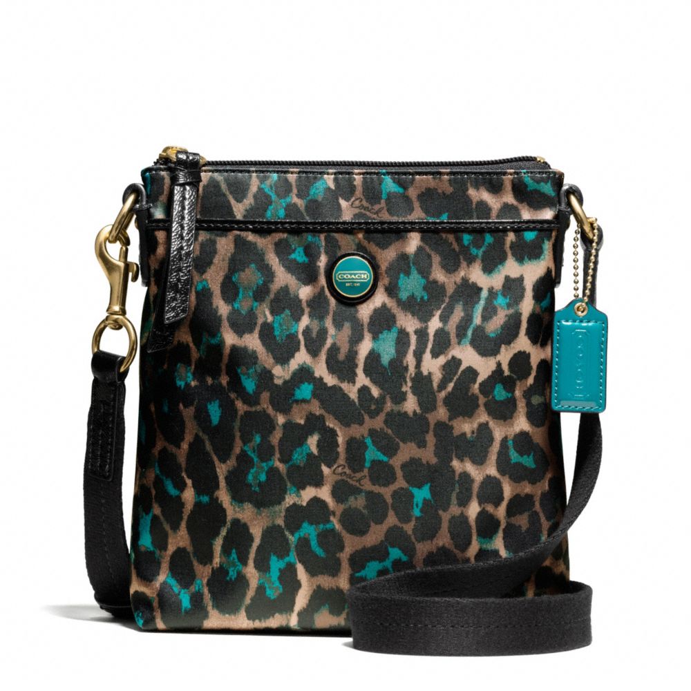 SIGNATURE STRIPE OCELOT PRINT SWINGPACK - COACH f50137 - BRASS/JADE MULTICOLOR