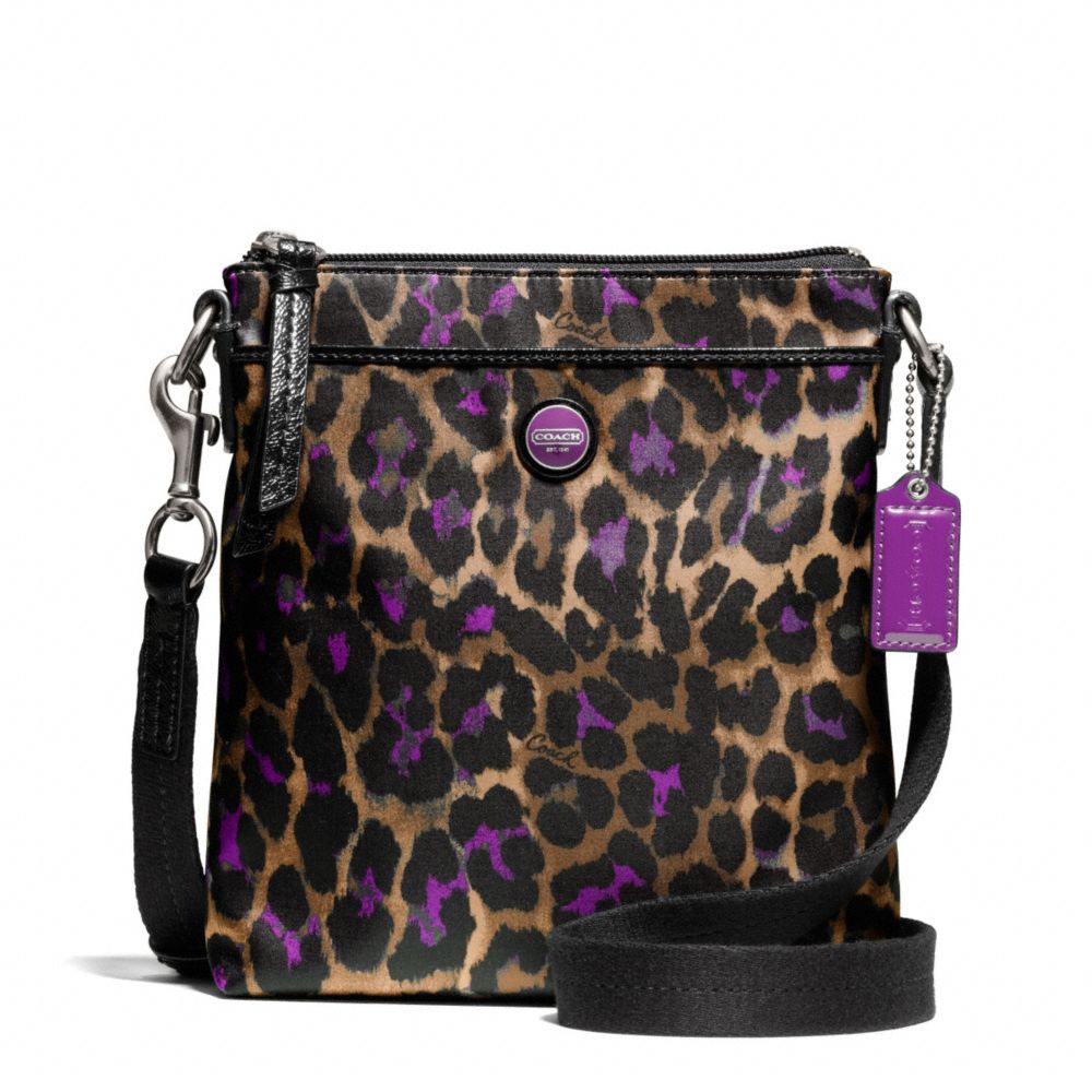 SIGNATURE STRIPE OCELOT PRINT SWINGPACK - COACH F50137 - SILVER/VIOLET MULTI