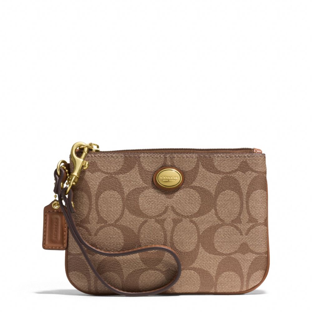 PEYTON SIGNATURE SMALL WRISTLET - COACH f50142 - BRASS/KHAKI/SADDLE