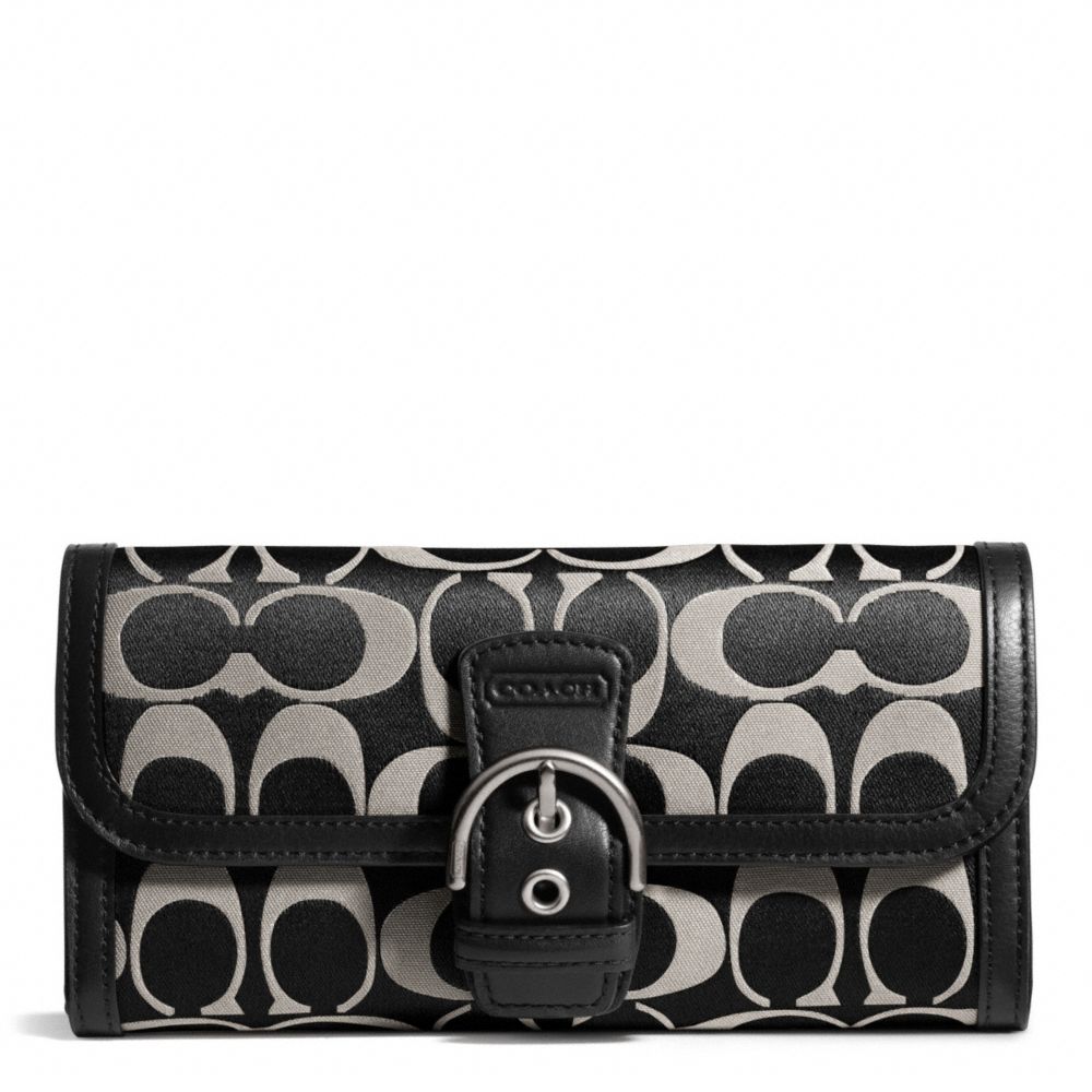 COACH CAMPBELL SIGNATURE BUCKLE SLIM ENVELOPE - SILVER/BLACK/WHITE/BLACK - F50149