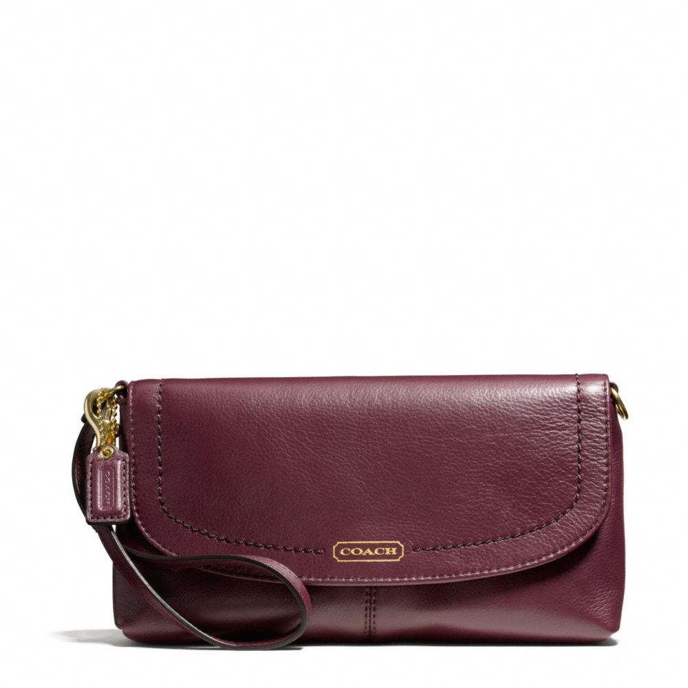 CAMPBELL LEATHER LARGE WRISTLET - COACH f50183 - BRASS/BORDEAUX