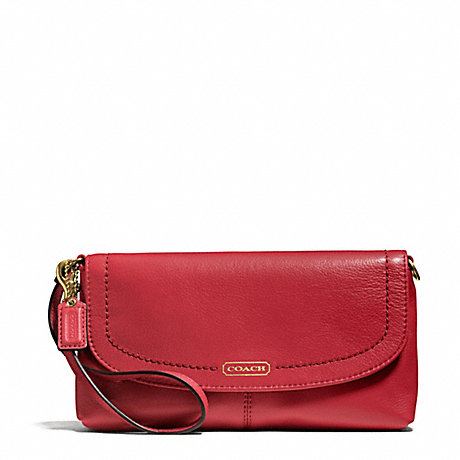 COACH CAMPBELL LEATHER LARGE WRISTLET - BRASS/CORAL RED - f50183