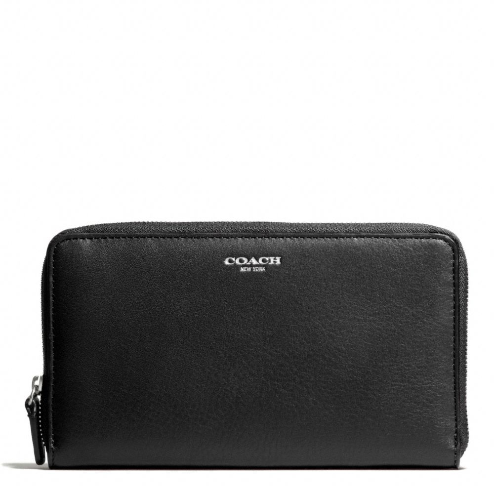 LEATHER CONTINENTAL ZIP - COACH f50202 - SILVER/BLACK