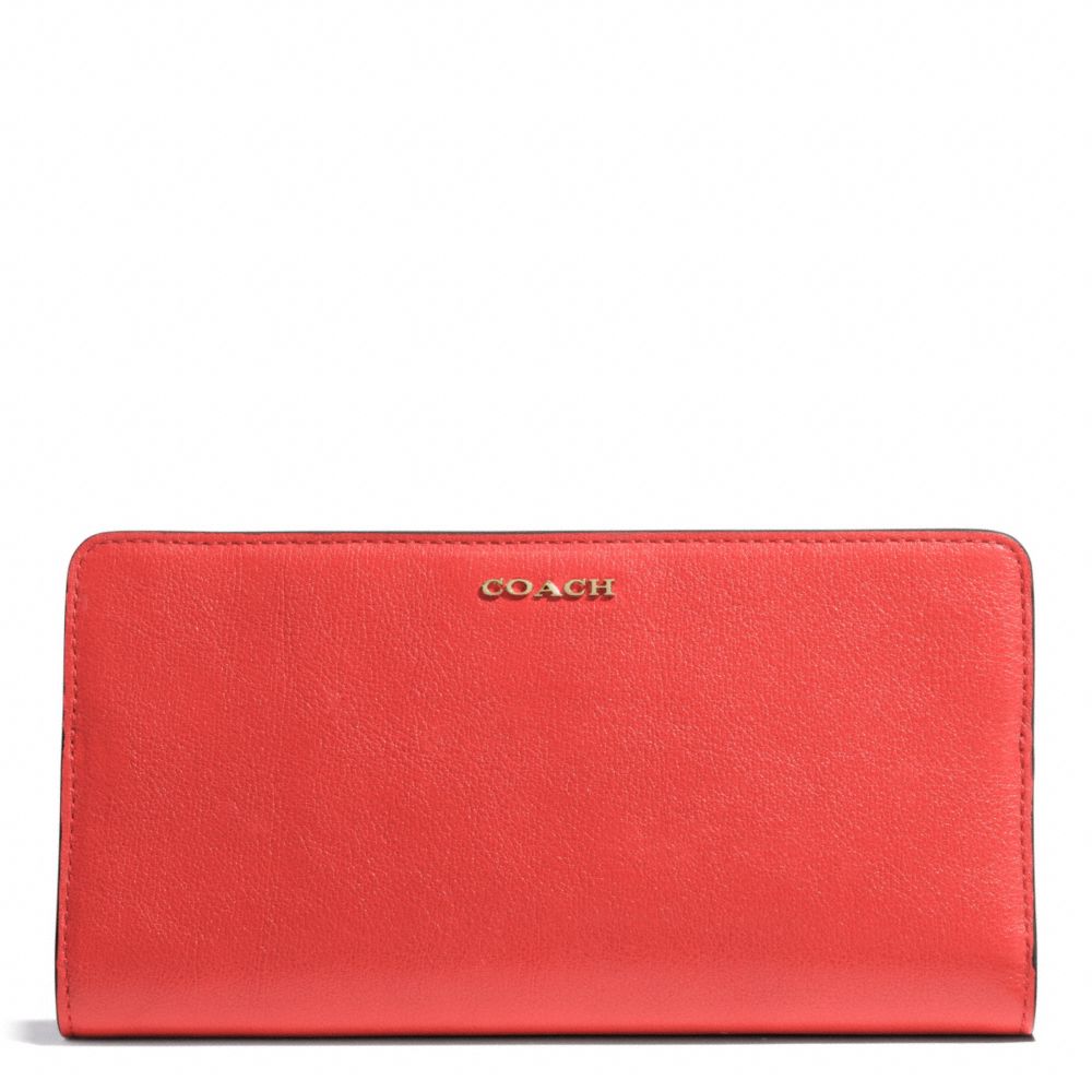 COACH MADISON LEATHER SKINNY WALLET - LIGHT GOLD/LOVE RED - F50233
