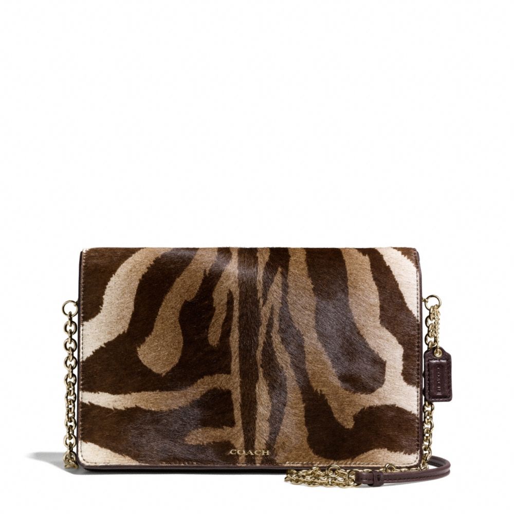 MADISON PRINTED HAIRCALF SLIM CLUTCH - COACH f50239 - LIGHT GOLD/BROWN MULTI