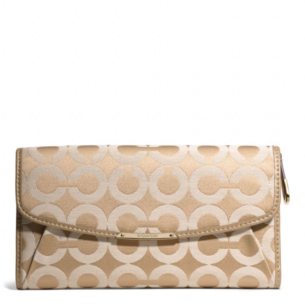 MADISON OP ART SATEEN FABRIC CHECKBOOK WALLET - COACH f50251 - LIGHT GOLD/LIGHT KHAKI/CHAMPAGNE