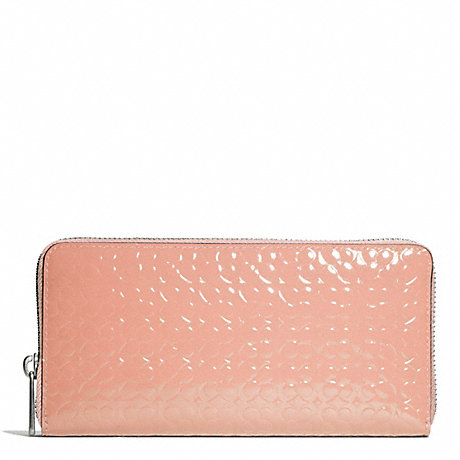 COACH WAVERLY EMBOSSED PATENT ACCORDION ZIP WALLET - SILVER/PEACH ROSE - f50261