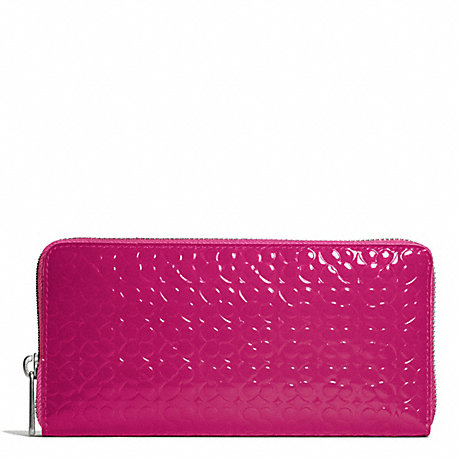 COACH WAVERLY ACCORDION ZIP WALLET IN EMBOSSED PATENT LEATHER -  SILVER/MAGENTA - f50261