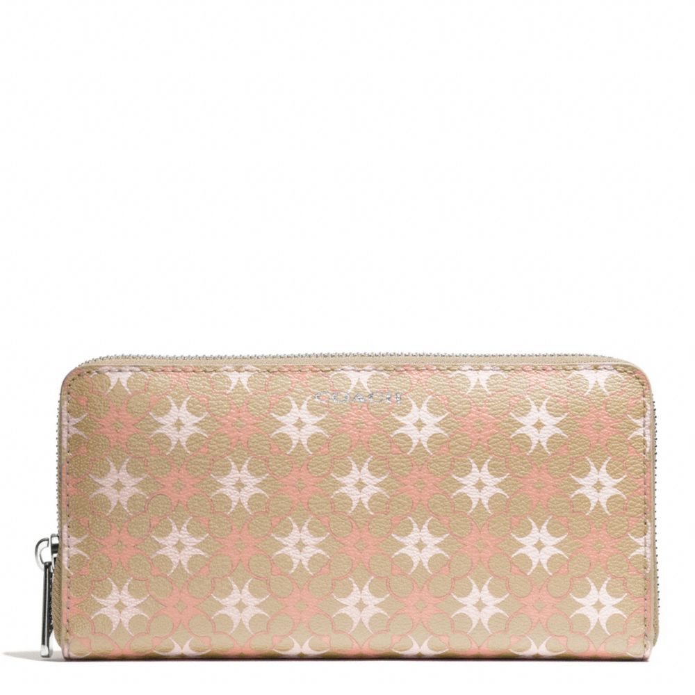 WAVERLY SIGNATURE PRINT ACCORDION ZIP WALLET - COACH f50273 - SILVER/KHAKI/LT PINK