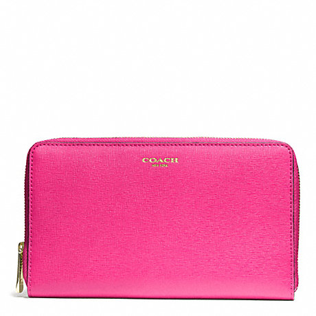 COACH SAFFIANO LEATHER CONTINENTAL ZIP WALLET - LIGHT GOLD/PINK RUBY - f50285