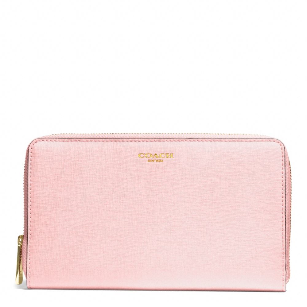 SAFFIANO LEATHER CONTINENTAL ZIP WALLET - COACH f50285 - LIGHT GOLD/NEUTRAL PINK