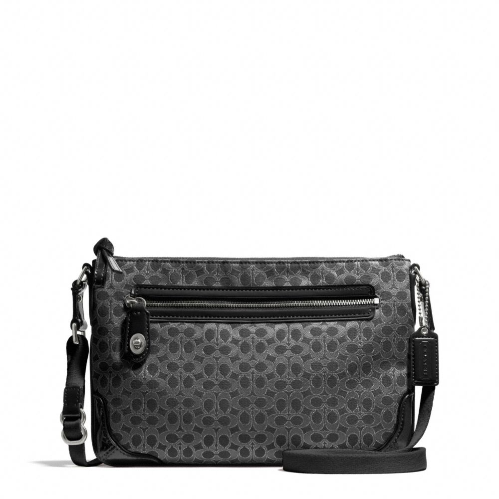 POPPY SIGNATURE C METALLIC OUTLINE EAST/WEST SWINGPACK - COACH f50288 - SILVER/BLACK/BLACK