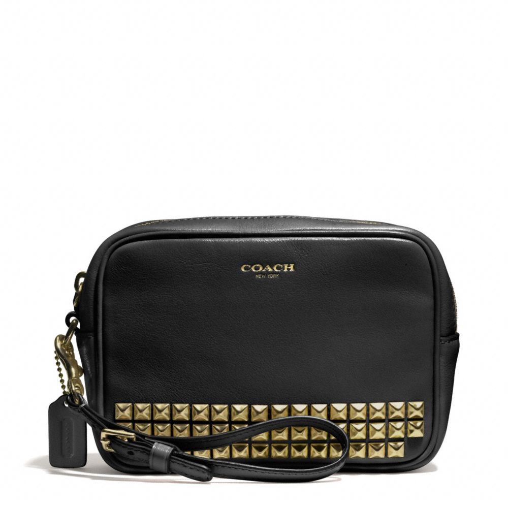 STUDDED LEATHER FLIGHT WRISTLET - COACH f50293 - AB/BLACK