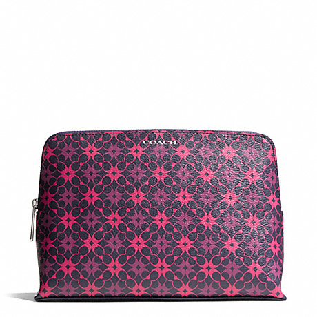 COACH WAVERLY SIGNATURE PRINT COATED CANVAS COSMETIC CASE - SILVER/NAVY/PINK - f50362