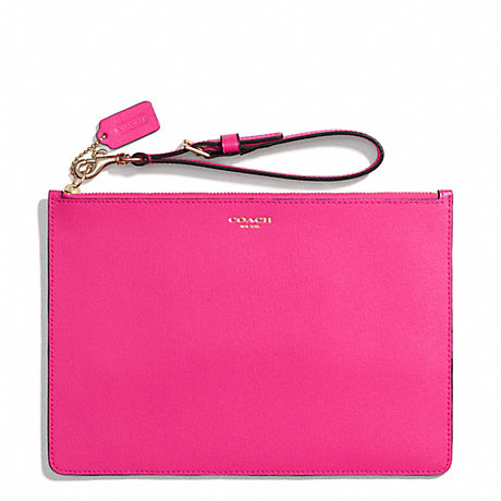 COACH SAFFIANO LEATHER FLAT ZIP CASE - LIGHT GOLD/PINK RUBY - f50372