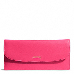 COACH DARCY SOFT WALLET IN LEATHER - BRASS/POMEGRANATE - F50428