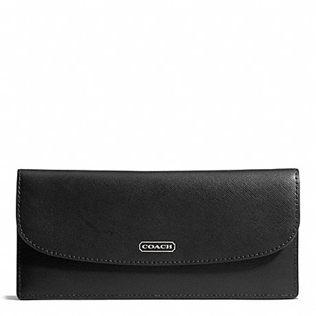 COACH DARCY LEATHER SOFT WALLET - SILVER/BLACK - f50428