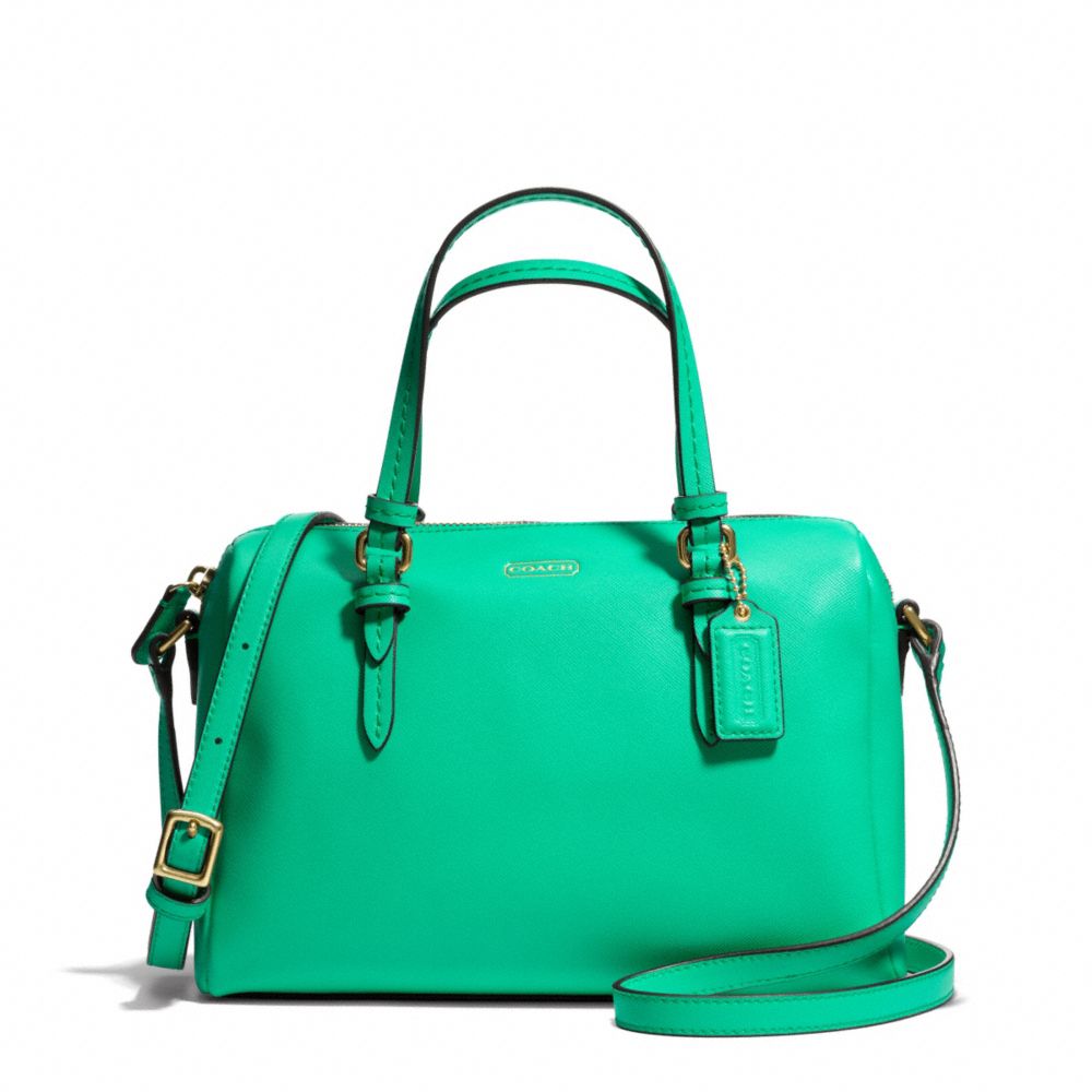 PEYTON BENNETT MINI SATCHEL IN METALLIC LEATHER - COACH f50430 - BRASS/JADE