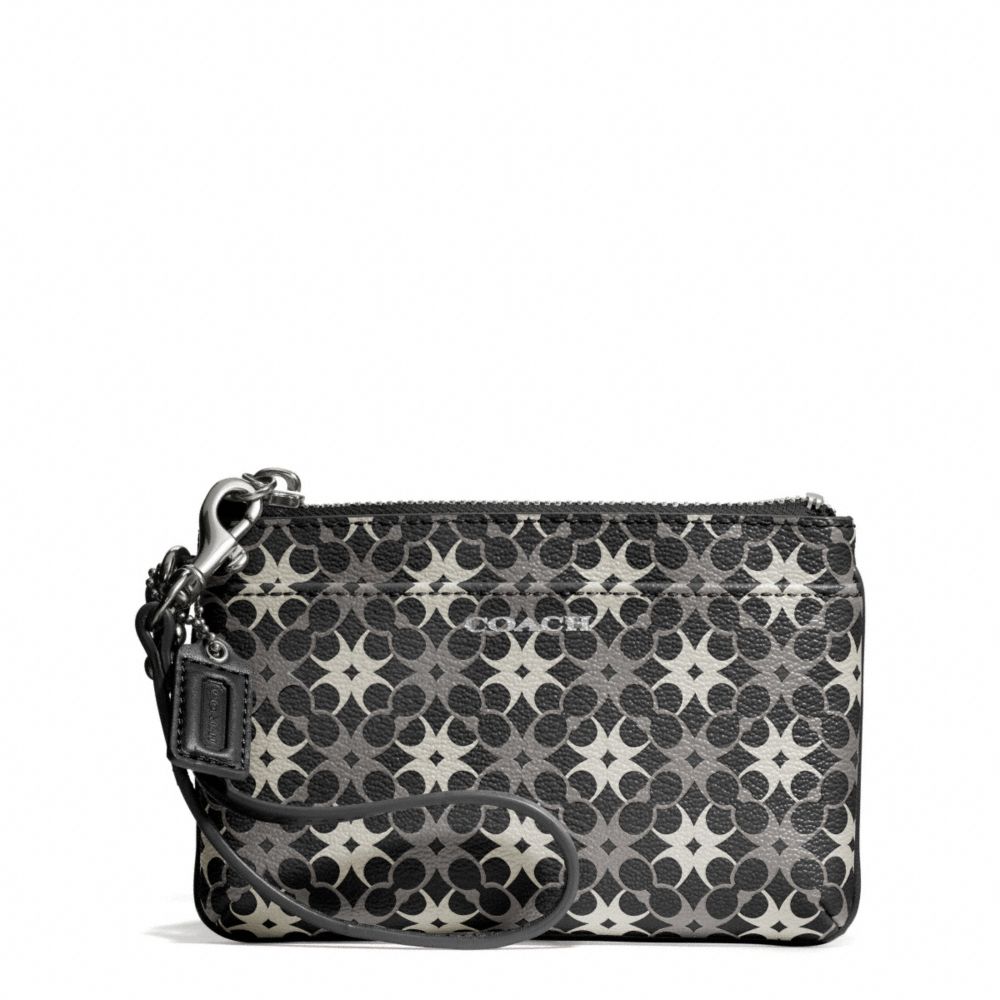 WAVERLY SIGNATURE COATED CANVAS SMALL WRISTLET - COACH f50480 - SILVER/BLACK/WHITE