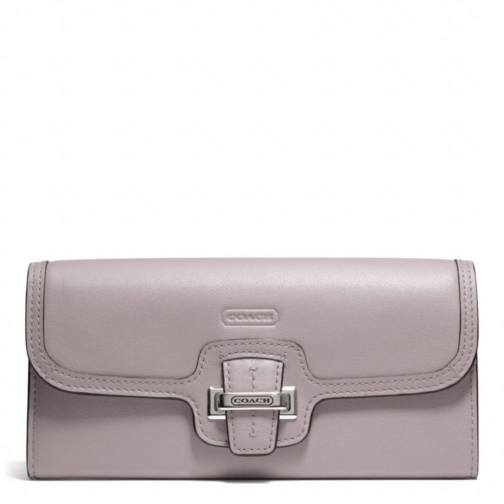 TAYLOR LEATHER SLIM ENVELOPE - COACH f50612 - SILVER/PUTTY