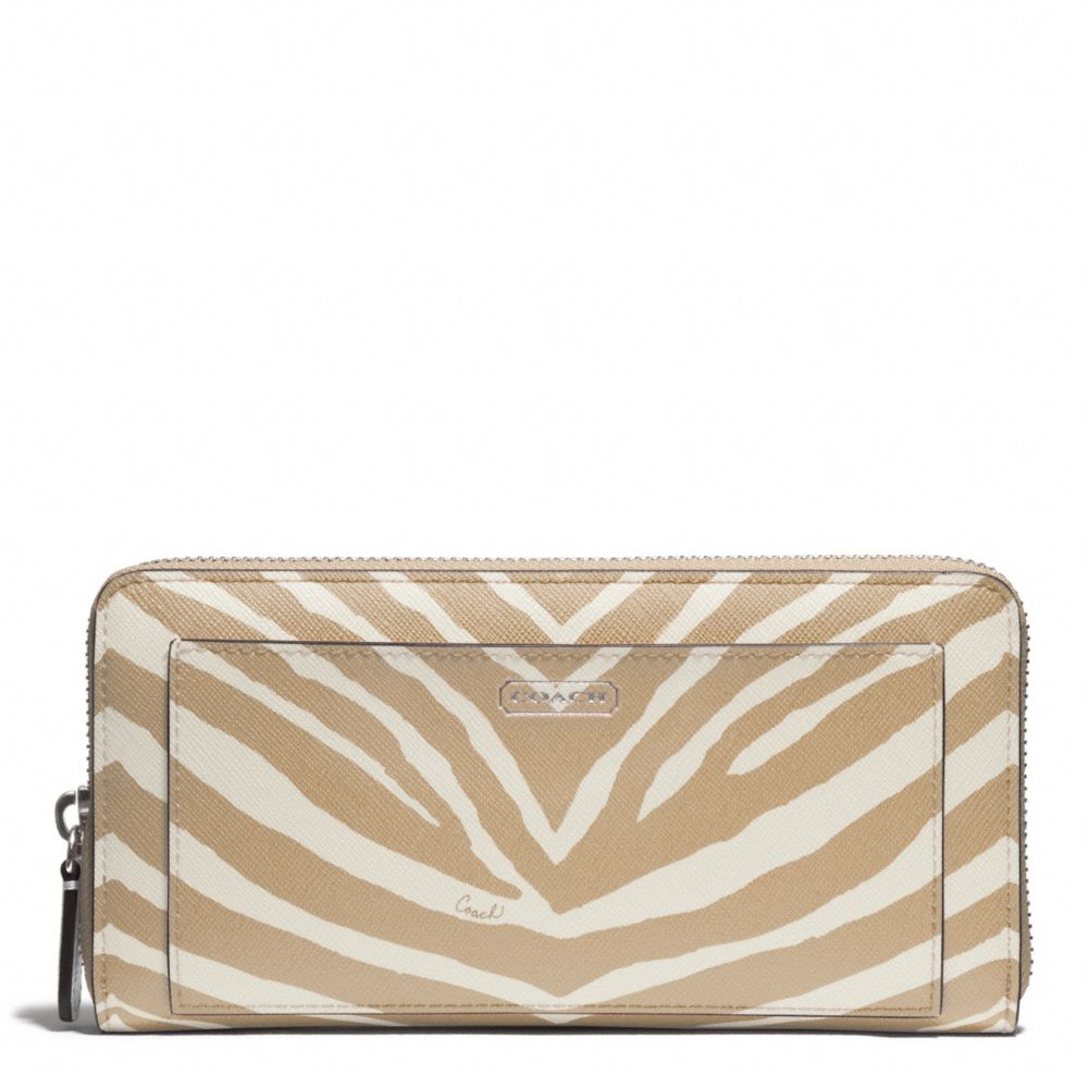 ZEBRA PRINT ACCORDION ZIP WALLET - COACH f50638 - SILVER/LIGHT KHAKI