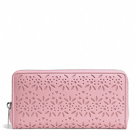 COACH TAYLOR EYELET LEATHER ACCORDION ZIP - SILVER/PINK TULLE - f50673