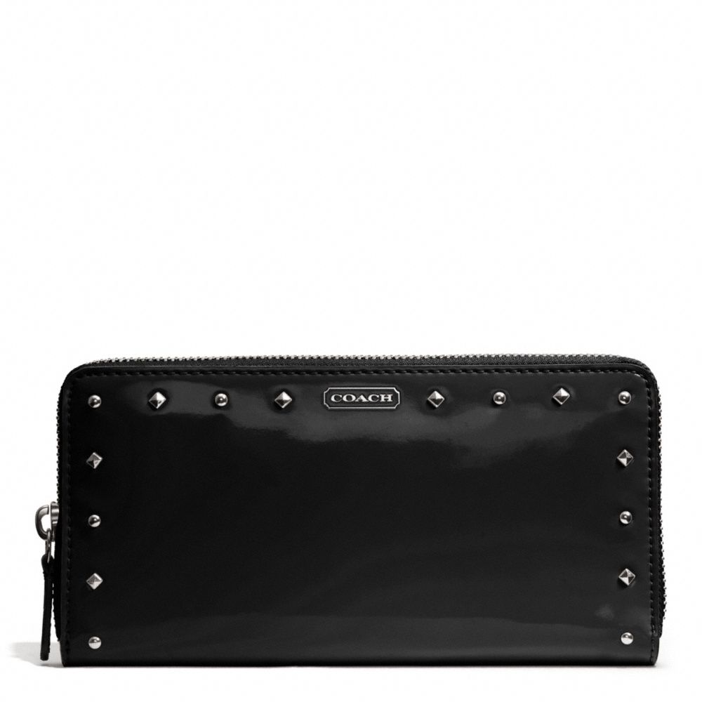 STUDDED LIQUID GLOSS ACCORDION ZIP WALLET - COACH f50681 - SILVER/BLACK