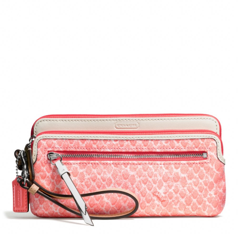 RESORT SNAKE PRINT DOUBLE ZIP WALLET - COACH f50741 - 25878