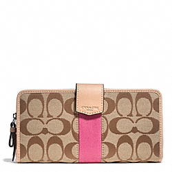 SIGNATURE STRIPE 12CM ACCORDION ZIP WALLET WITH TAB - f50789 - 27868
