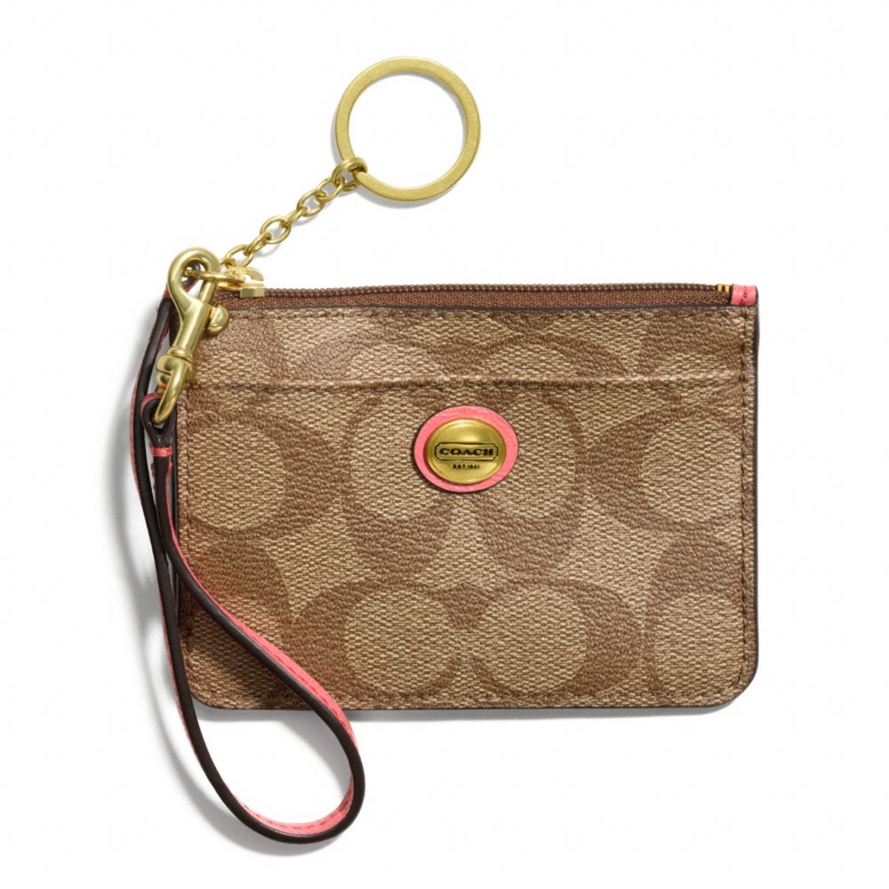 PEYTON SIGNATURE ID SKINNY - COACH f50795 - BRASS/KHAKI/CORAL