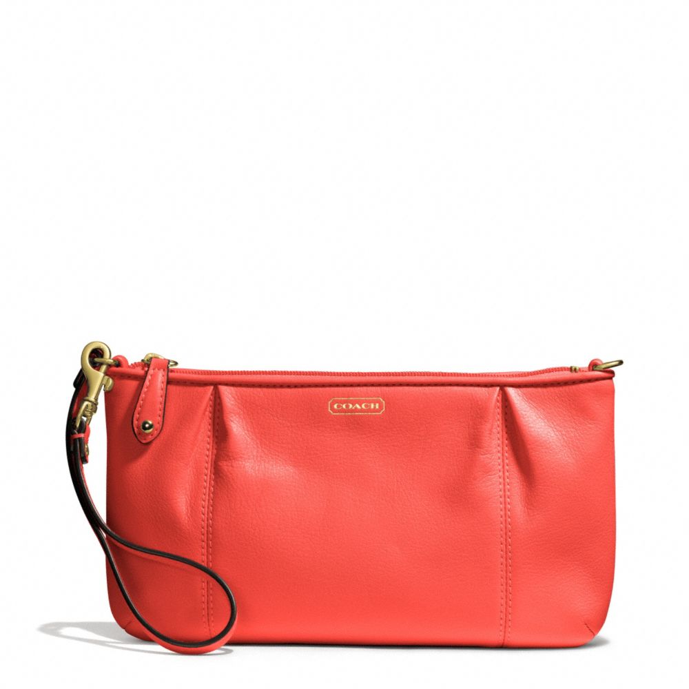 CAMPBELL LEATHER LARGE WRISTLET - COACH f50796 - BRASS/HOT ORANGE