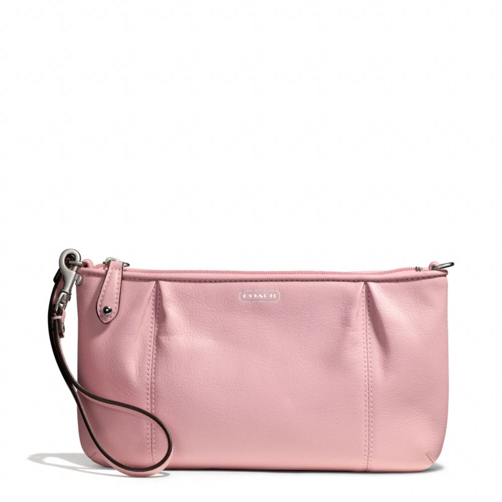 CAMPBELL LEATHER LARGE WRISTLET - COACH f50796 - SILVER/PINK TULLE